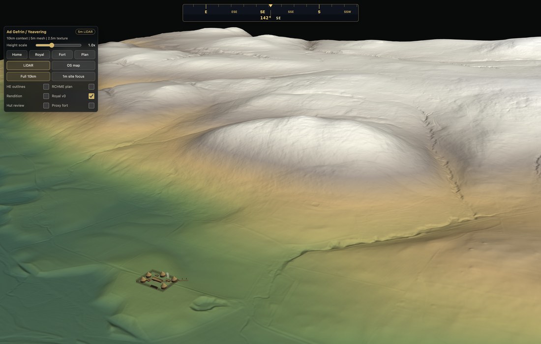 Ad Gefrin / Yeavering — 3D LiDAR terrain of the Anglo-Saxon royal township