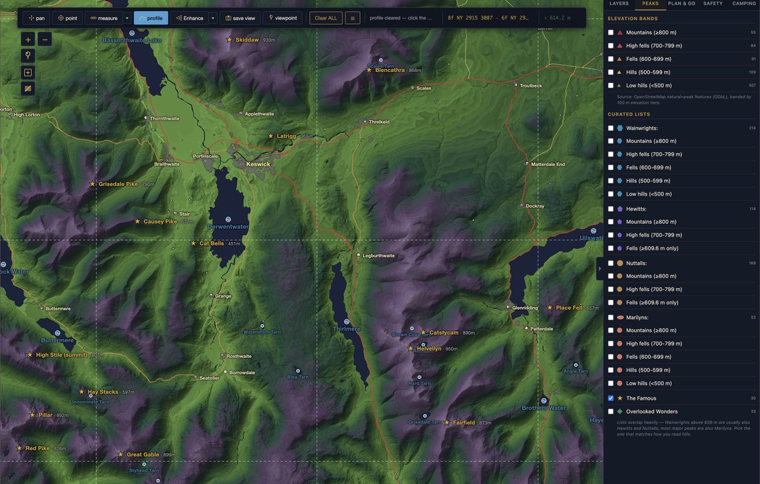 Lakes Terrain Viewer LTV-5m — 65 × 65 km of measurable terrain